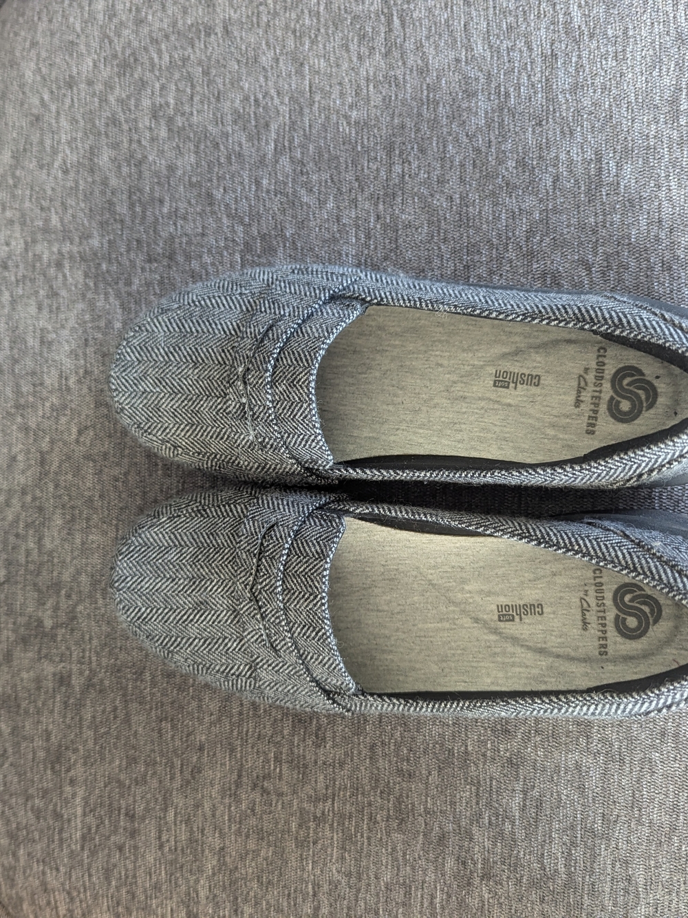 Cloudsteppers by Clarks Women's Gray Herringbone Slip-On Flats